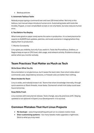 The Best Practices for Success in Expert Linux Development | PDF