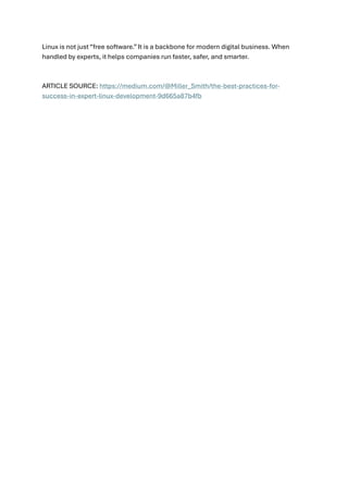 The Best Practices for Success in Expert Linux Development | PDF