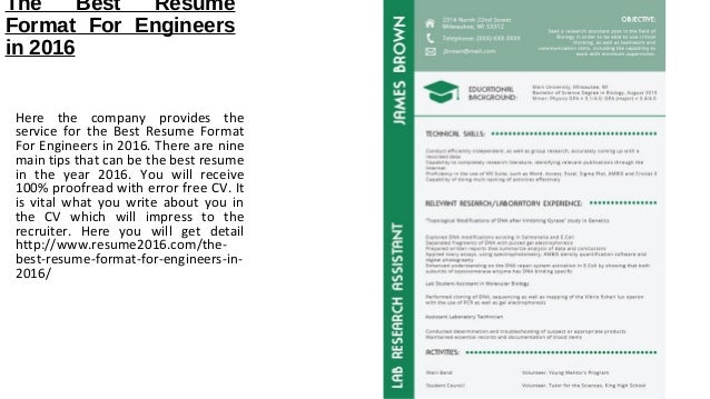 Good Resume Formats For Engineers
