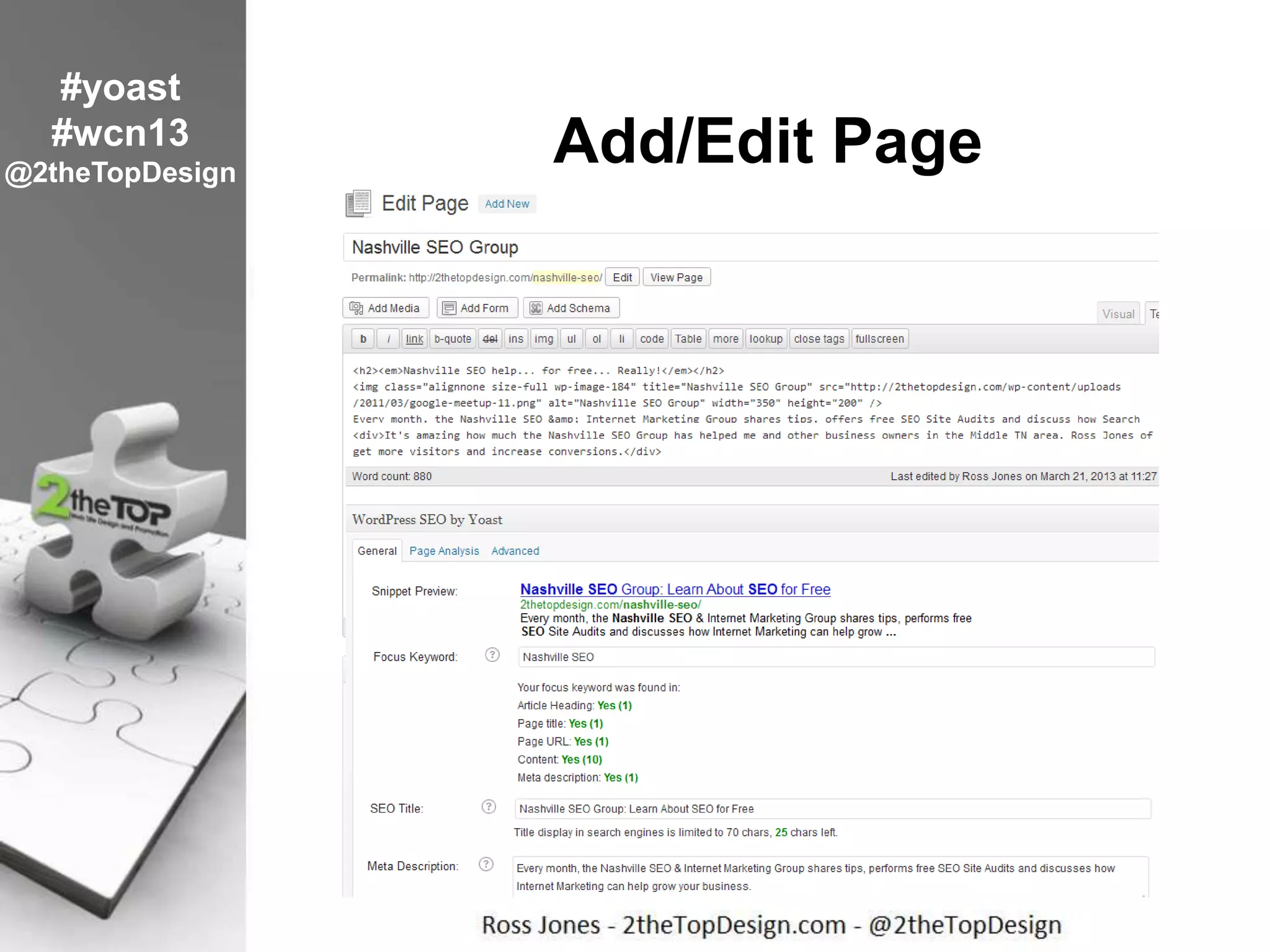Add/Edit Page
#yoast
#wcn13
@2theTopDesign
 