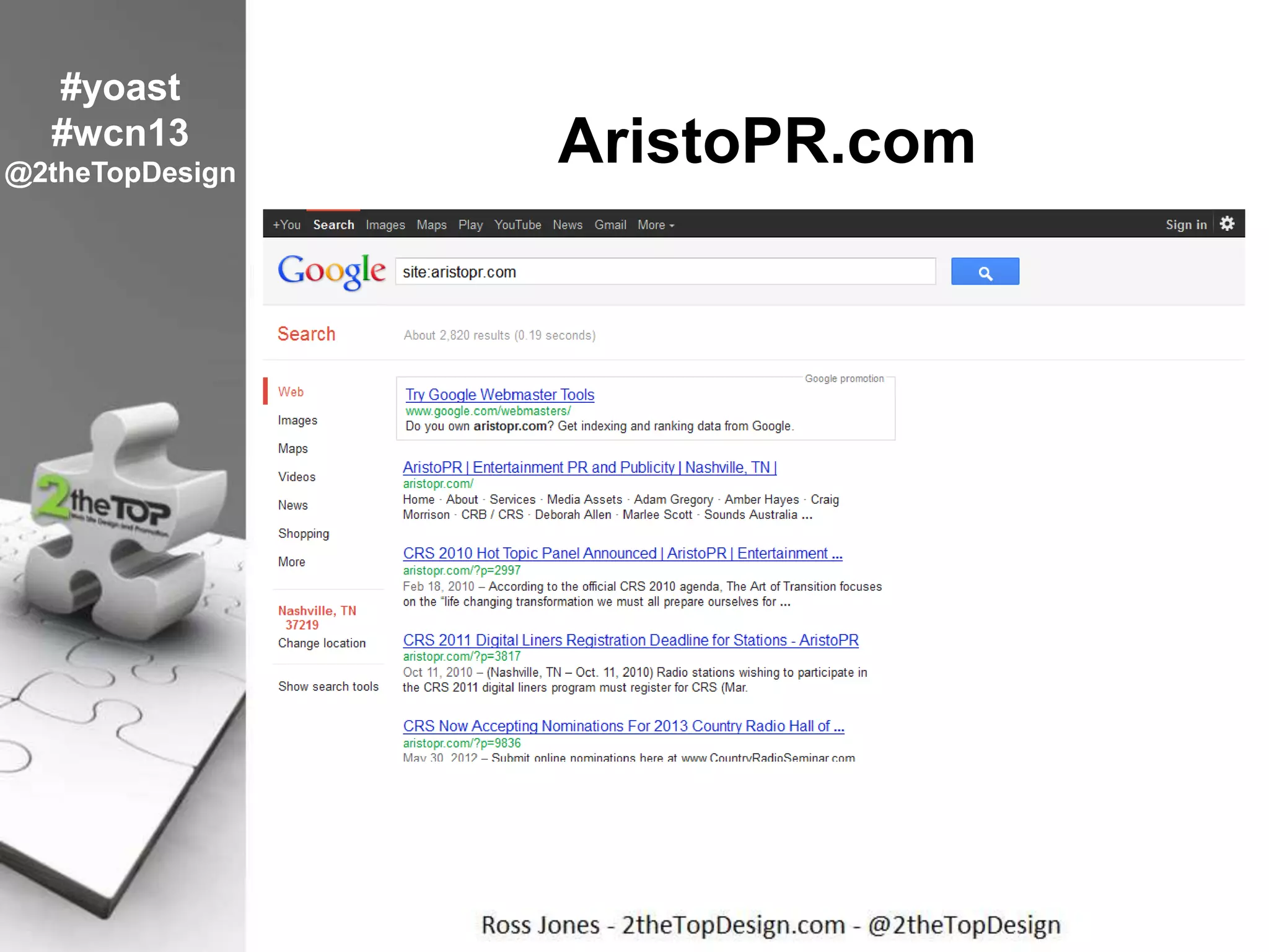 AristoPR.com
#yoast
#wcn13
@2theTopDesign
 