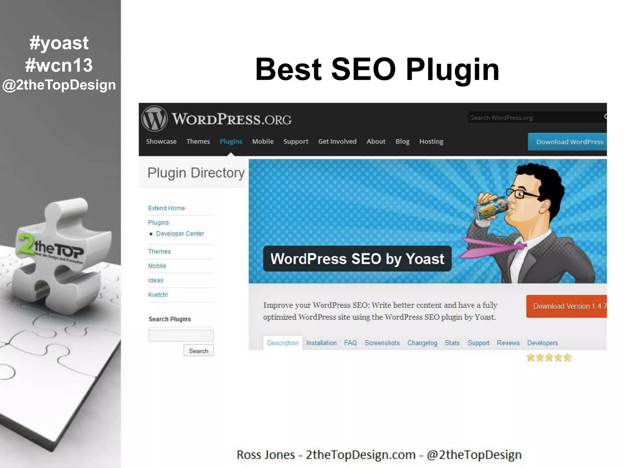 Best SEO Plugin
#yoast
#wcn13
@2theTopDesign
 