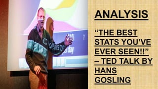 ANALYSIS
“THE BEST
STATS YOU’VE
EVER SEEN!!”
– TED TALK BY
HANS
GOSLING
 