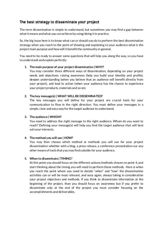 ways to disseminate project findings ways to disseminate project findings