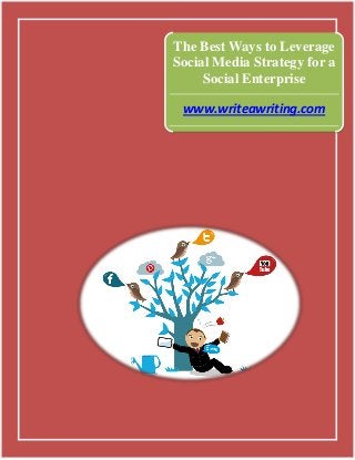 The Best Ways to Leverage
Social Media Strategy for a
Social Enterprise
www.writeawriting.com

 