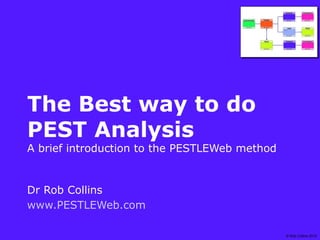 The Best way to do
PEST Analysis
A brief introduction to the PESTLEWeb method


Dr Rob Collins
www.PESTLEWeb.com

                                               © Rob Collins 2010
 
