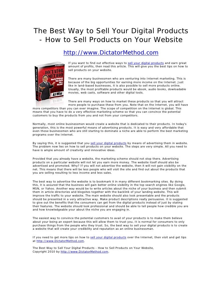 The Best Way to Sell Your Digital Products How to Sell Products on