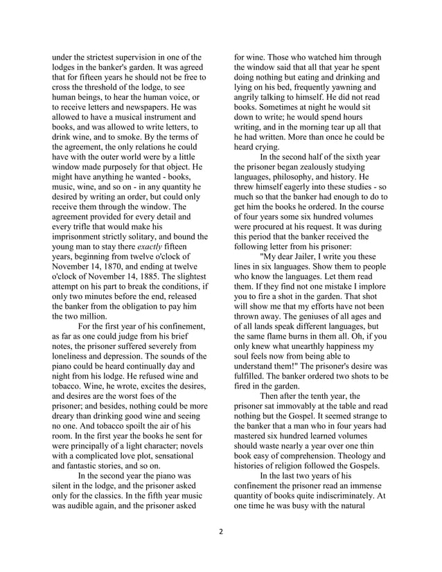 The bet anton chekhov complete text | PDF