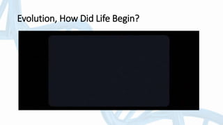Evolution, How Did Life Begin?
 