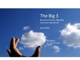 The Big 3
Business Process, Big Data
and User Experience
April 2014
Ali Rizvi
Sr. Product Manager
ShoreTel
 