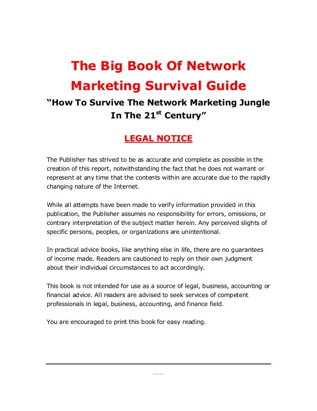 book report network the big book of network marketing survival guide 2 book report network the big book of network marketing survival guide 2