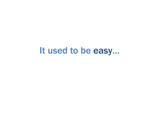 It used to be easy…
 
