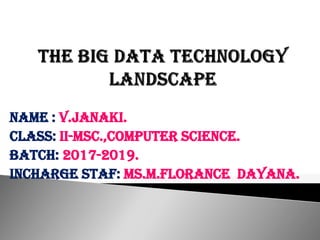 Name : v.janaki.
Class: Ii-msc.,computer science.
Batch: 2017-2019.
Incharge staf: ms.m.florance dayana.
 