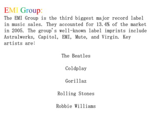 The big four record labels | PPTX | Music | Entertainment