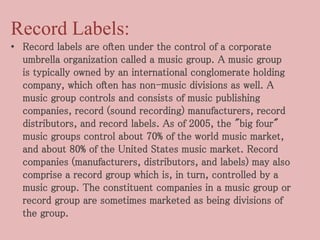 The Big Four Record Labels | PPTX