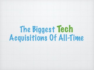 The Biggest Tech
Acquisitions Of All-Time
 
