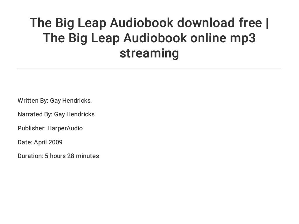 The Big Leap Stream The Big Leap Audiobook download free | The Big Leap Audiobook online