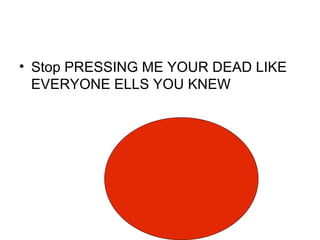 Stop PRESSING ME YOUR DEAD LIKE EVERYONE ELLS YOU KNEW