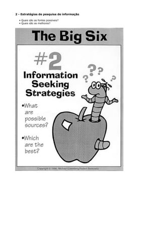 2 - Estratégias de pesquisa de informação
• Quais são as fontes possíveis?
• Quais são as melhores?
 
