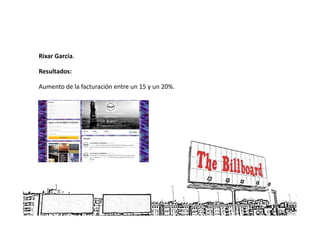 Rixar García.

Resultados:

Aumento de la facturación entre un 15 y un 20%.
 