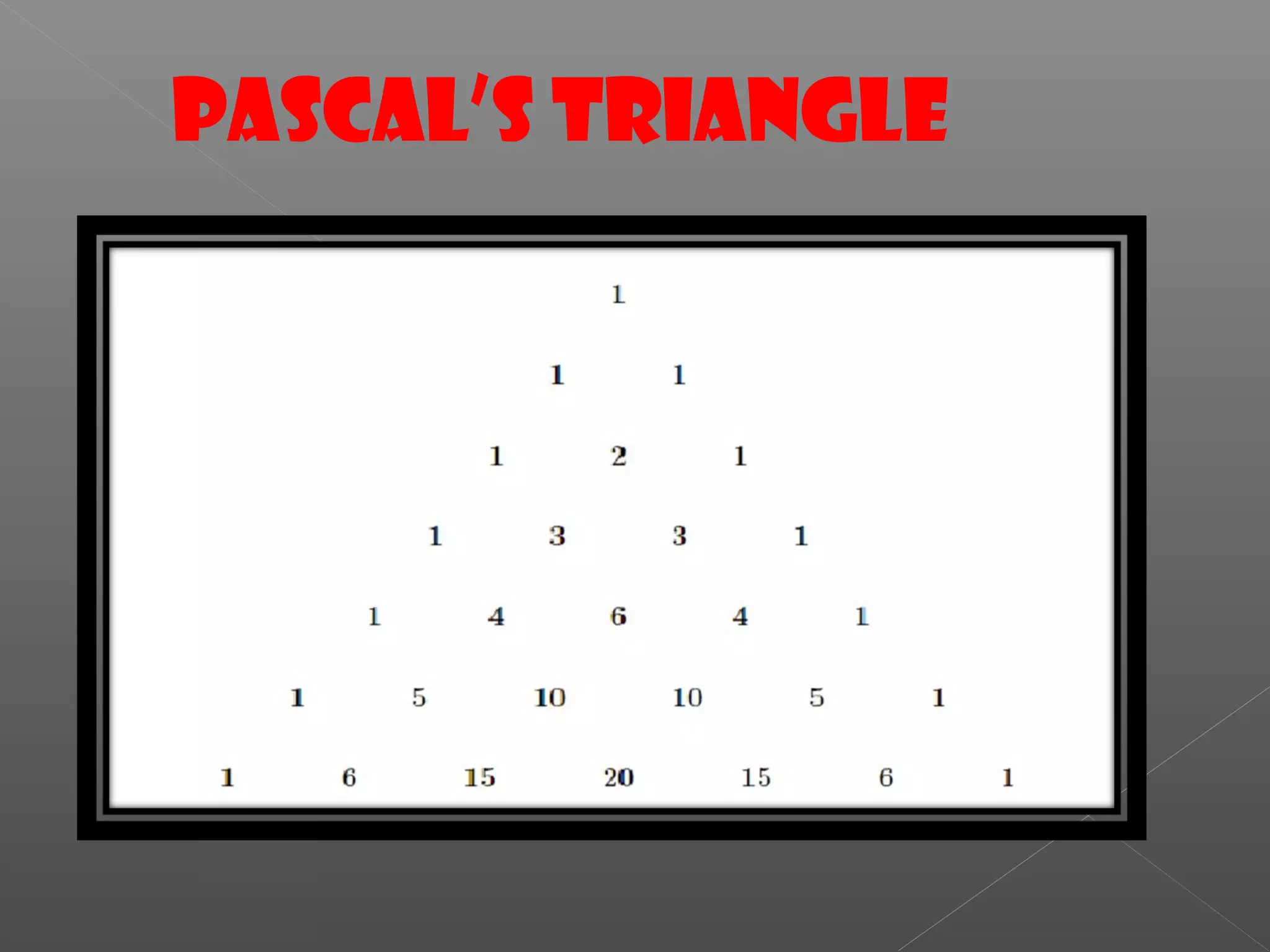 Pascal’s Triangle
 