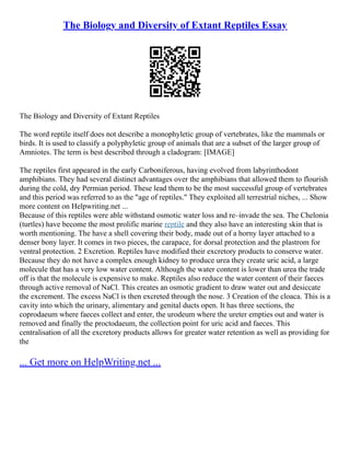 The Biology And Diversity Of Extant Reptiles Essay | PDF