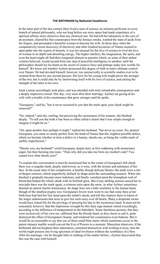 The birthmark by nathaniel hawthorne