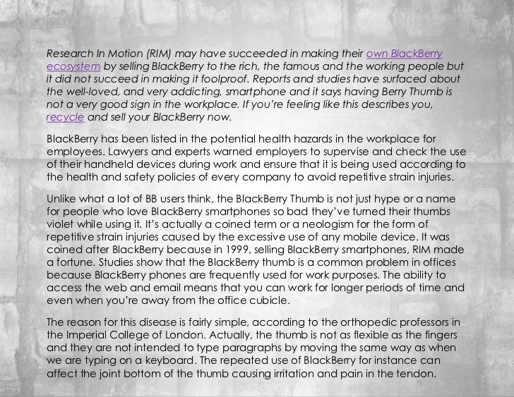 The BlackBerry Thumb Hazards