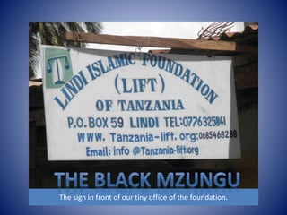 The sign in front of our tiny office of the foundation. 
 