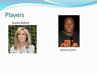 Players
  Sandra Bullock




                   Quinton Aaron
 