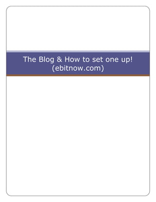 The Blog & How to set one up! (ebitnow.com)<br />The Blog (and how to set one up on next page!)<br />www.ebitnow.com<br />-45720796925The website is used by virtually all students studying a Business or ICT Course. It offers the ability to download assignments, contact staff, read relevant up to the minute news, see photos, view videos, listen to podcasts and much much more. The potential with this resource is limitless! We have had over 42,000 hits since June 2008!<br />Jim Riley, Chief Executive of Tutor2u.com (the leading Business Education resource on the web) said that Ebitnow is “Rich in content, bang up to date and a terrific support to students” – See below…<br />-3330575127000<br />How to set up your own blog….<br />Go to www.typepad.com and follow the very straightforward instructions! Soon you will be adding photos, documents, gaining followers, allowing comments and really promoting and sharing all your hard work!<br />