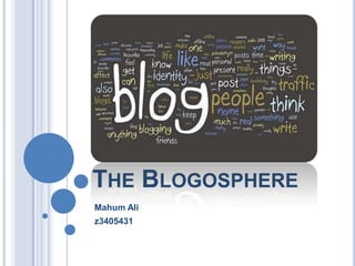THE BLOGOSPHERE
Mahum Ali
z3405431
 