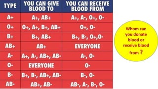 Whom can
you donate
blood or
receive blood
from ?
 