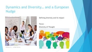 Dynamics and Diversity… and a European
Nudge
Defining diversity and its impact
Focus:
Diversity of Thought
9/22/2023
Boardwise, Inc.. - All Rights Reserved
 