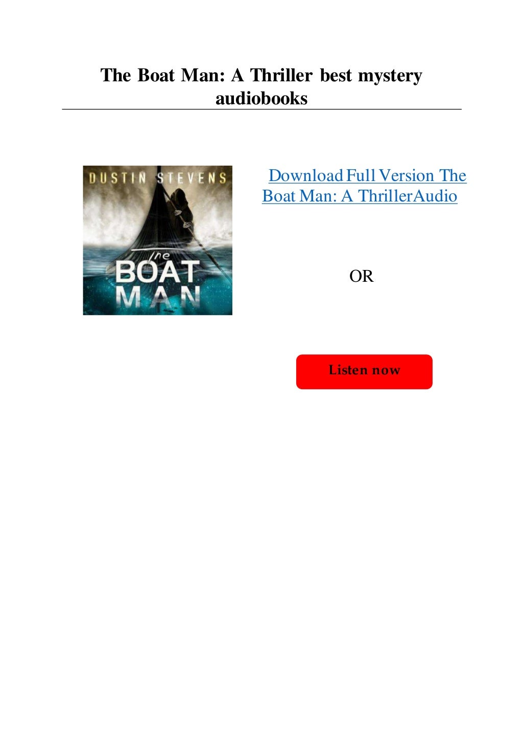The Boat Man A Thriller best mystery audiobooks