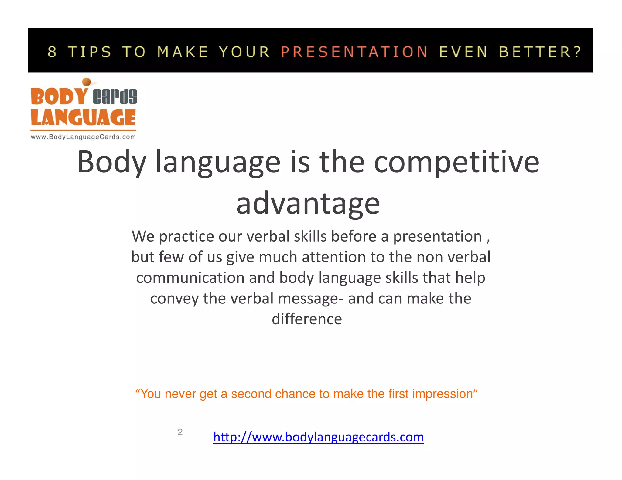 The body language cards for a successful presentation | PDF