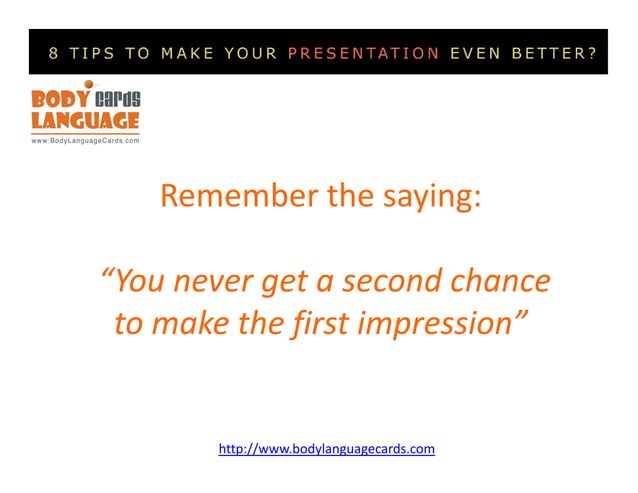 The body language cards for a successful presentation | PPT