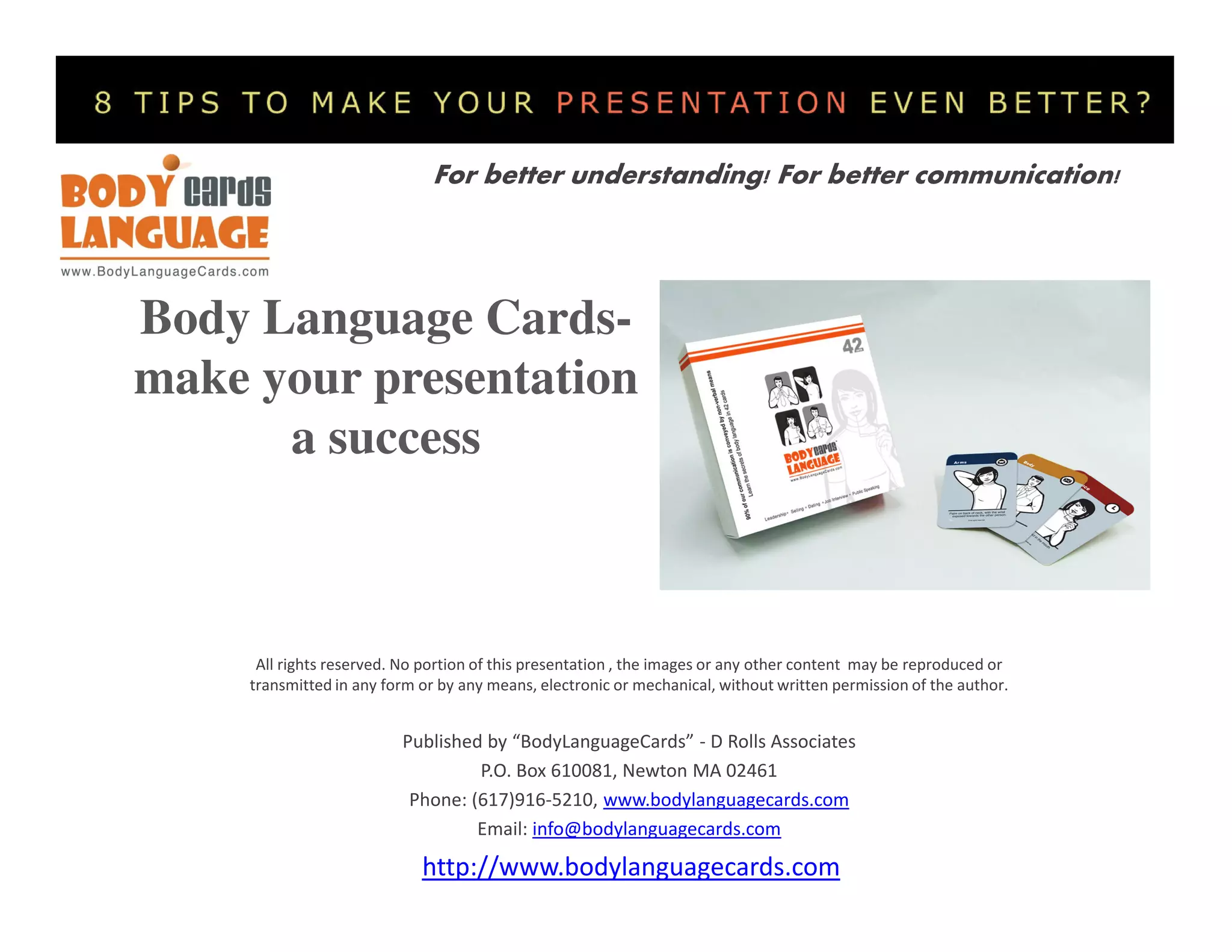 The Body Language Cards For A Successful Presentation