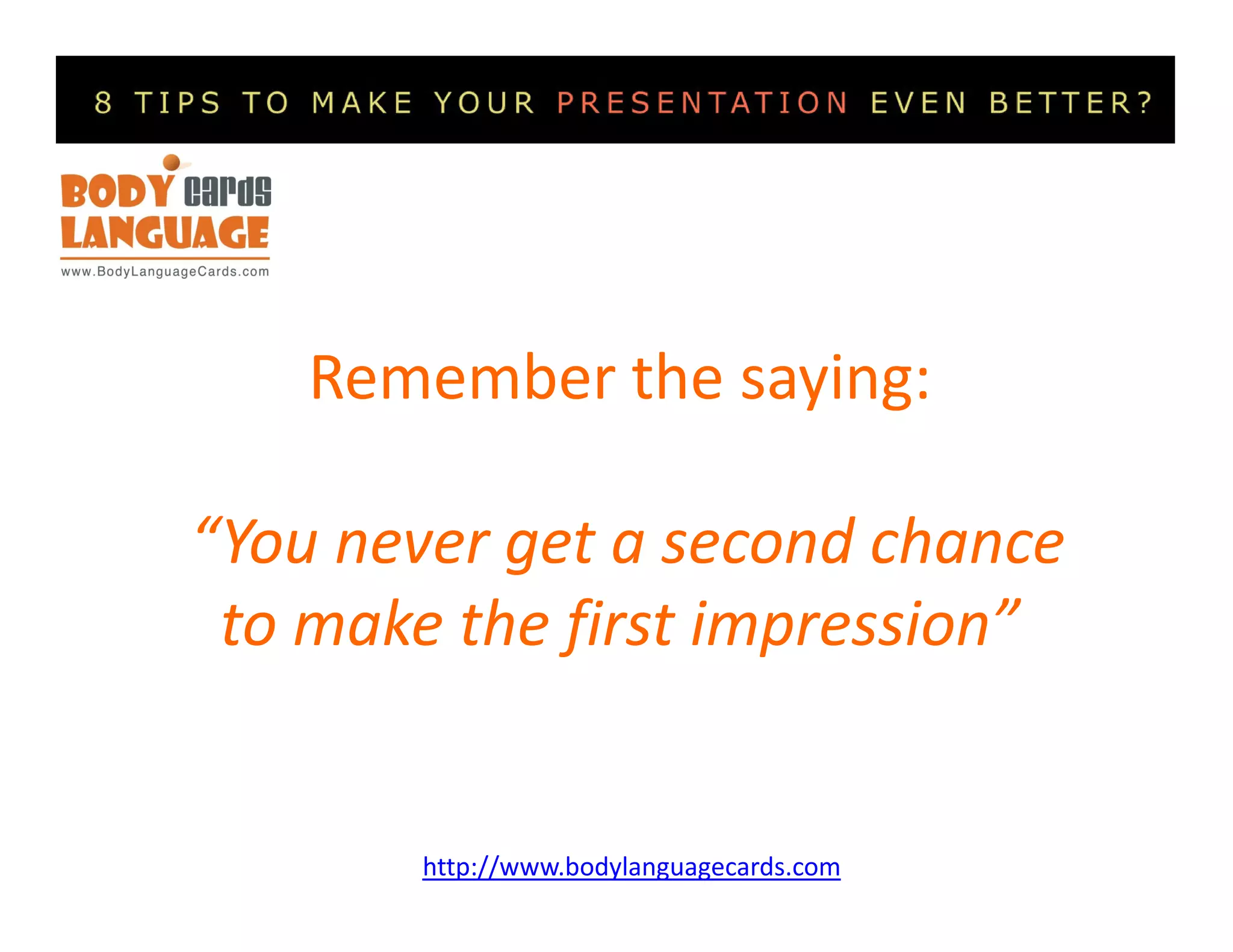 The Body Language Cards For A Successful Presentation