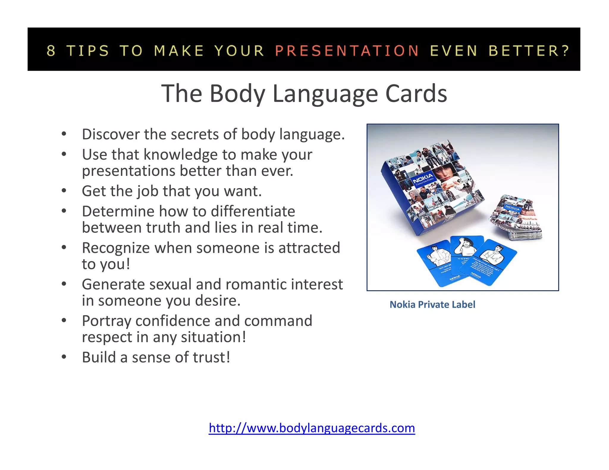 The Body Language Cards For A Successful Presentation
