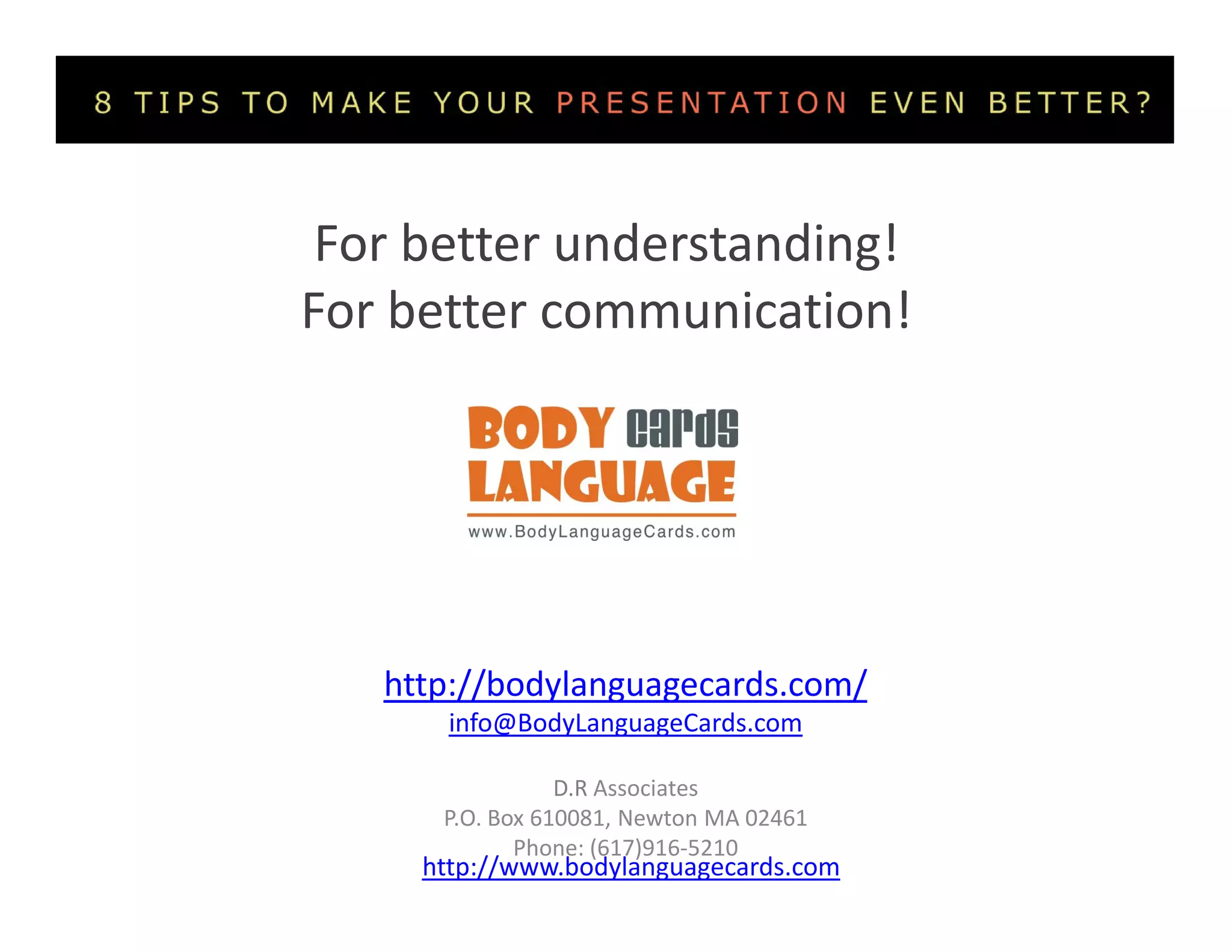 The Body Language Cards For A Successful Presentation