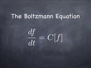 The Boltzmann Equation
df
dt
= C[f]
 
