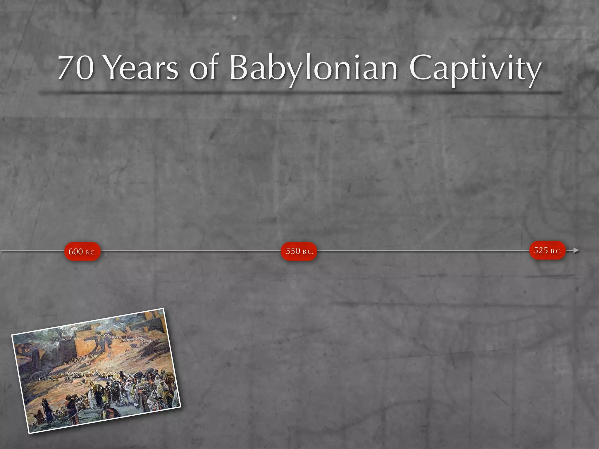 70 Years of Babylonian Captivity




600 B.C.       550 B.C.        525 B.C.
 