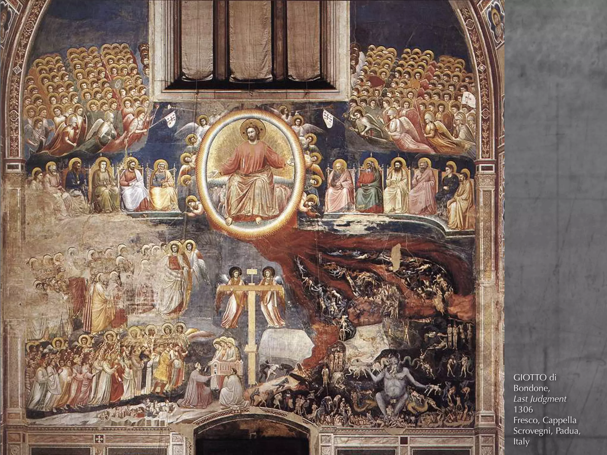GIOTTO di
Bondone,
Last Judgment
1306
Fresco, Cappella
Scrovegni, Padua,
Italy
 
