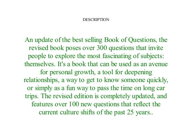 [PDF] The Book of Questions by Gregory Stock Books^ Online^