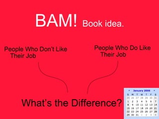 BAM!  Book idea. What’s the Difference?  People Who Don’t Like Their Job  People Who Do Like Their Job  