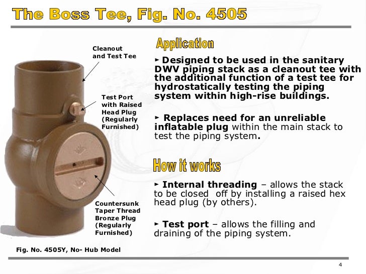 The Boss Tee, Cleanout and Test Tee Overview by Jay R. Smith Mfg. Co.