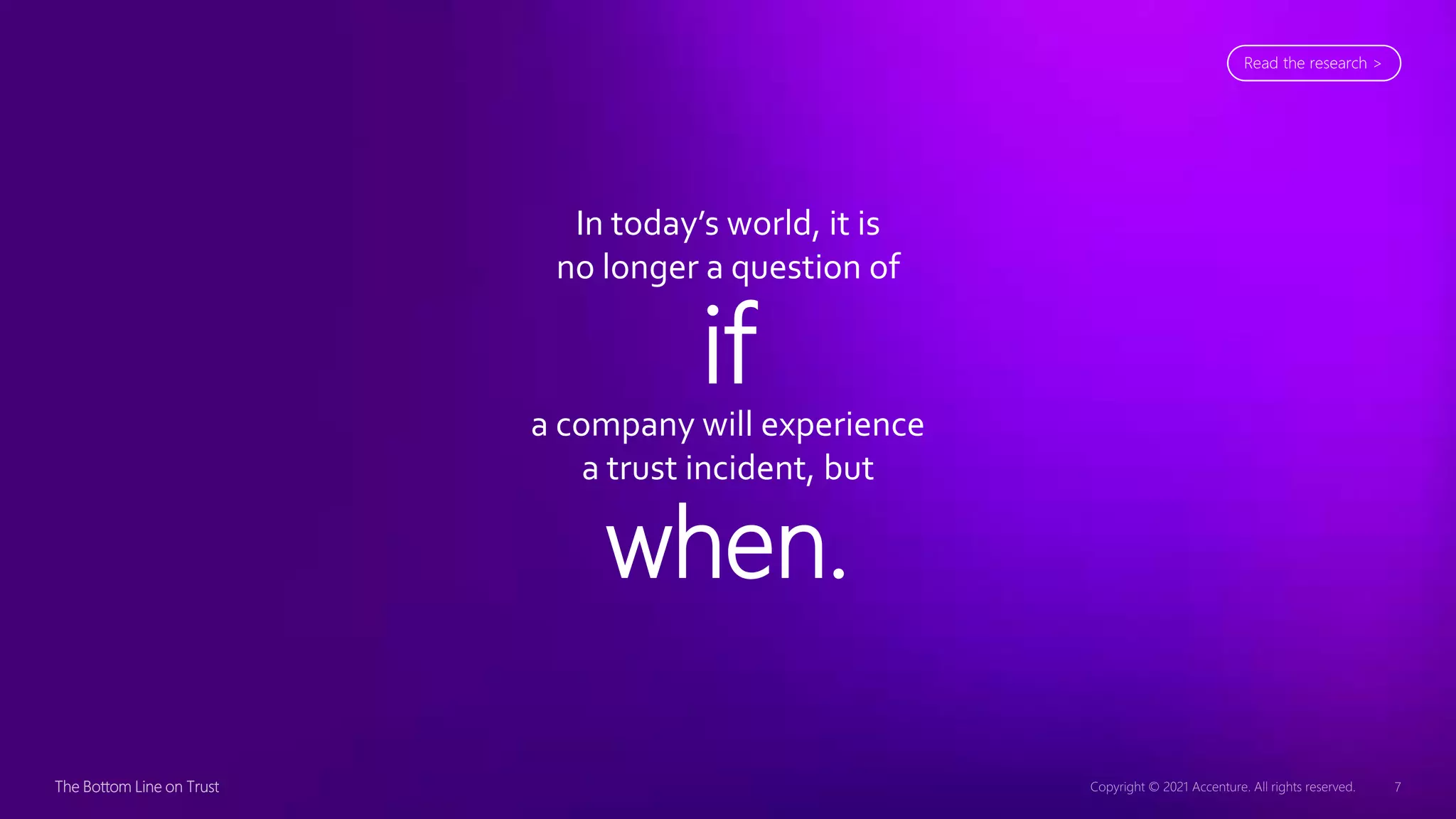 In today’s world, it is
no longer a question of
if
a company will experience
a trust incident, but
when.
Read the research >
 
