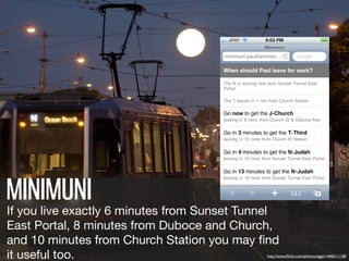 MINIMUNI
If you live exactly 6 minutes from Sunset Tunnel
East Portal, 8 minutes from Duboce and Church,
and 10 minutes fr...
