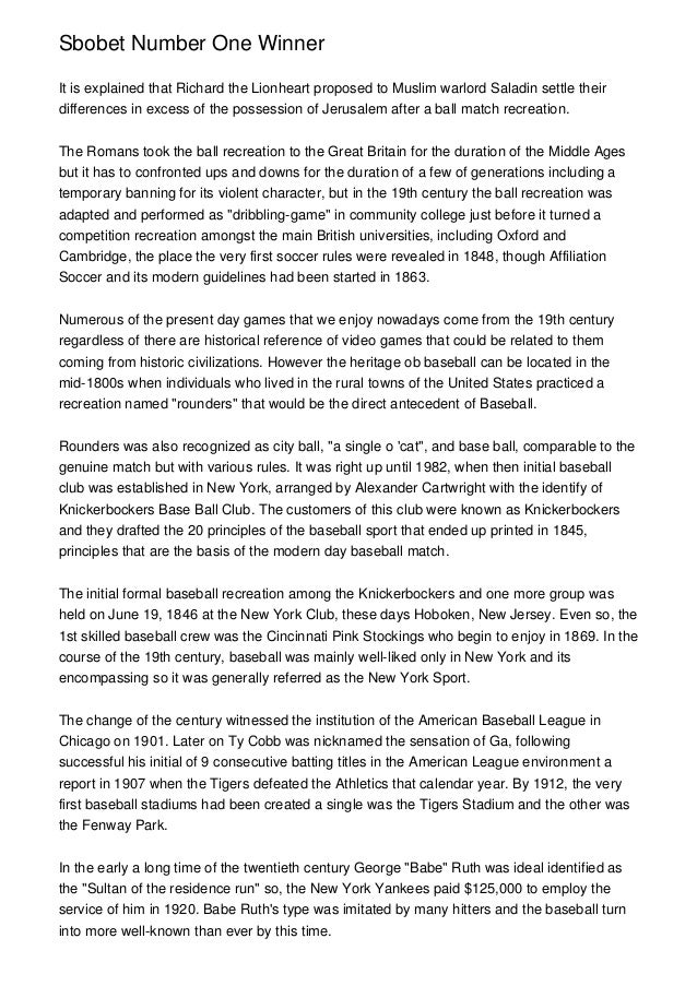 Sbobet Number One Winner